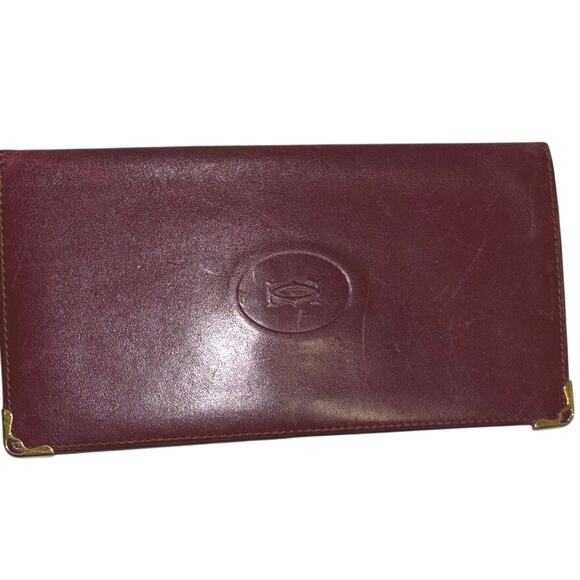 Must de Cartier Bifold Burgundy Leather Wallet - Picture 1 of 4
